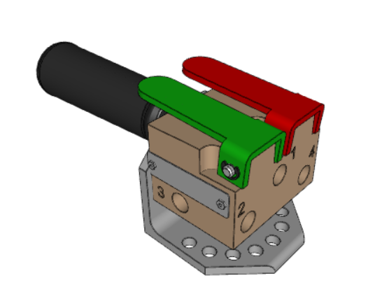 COMANDO PARA MANIPULADOR PNEUMÁTICO COMPOSTO DE DUS VÁLVULAS 3/2 VIAS, N.F., ACIONAMENTO ALAVANCA 1/8" NPT