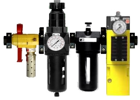 CONJ. DE PROTEÇÃO DE ENTRADA COM VÁLVULA LOX, FILTRO REGULADOR E LUBRIFICADOR E VÁLVULA DE SEGURANÇA M35 COM PARTIDA SUAVE, 1/2" BSP