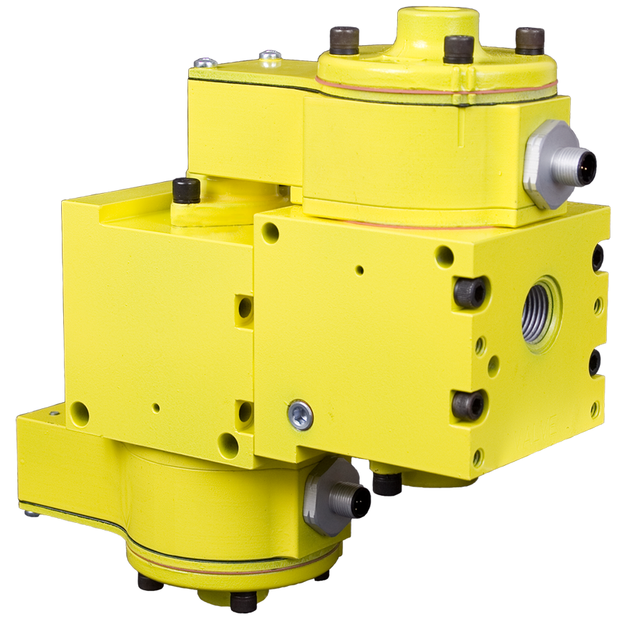 VÁLVULA DE RETENÇÃO DUPLA, MONITORAÇÃO EXTERNA, ATUADA POR SOLENOIDE, 1" BSP, 24 VDC