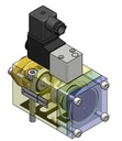 VÁLVULA SIMPLES SOLENOIDE 3/2 VIAS, NF, COM SUPRIMENTO EXTERNO DO PILOTO, 24VDC, PARA ALTA TEMPERATURA, MONTAGEM EM SUB-BASE