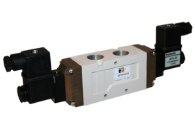 VÁLVULA SOLENÓIDE, 5/3 VIAS, CENTRO FECHADO, CONEXÕES 3/8" BSP - 24VDC