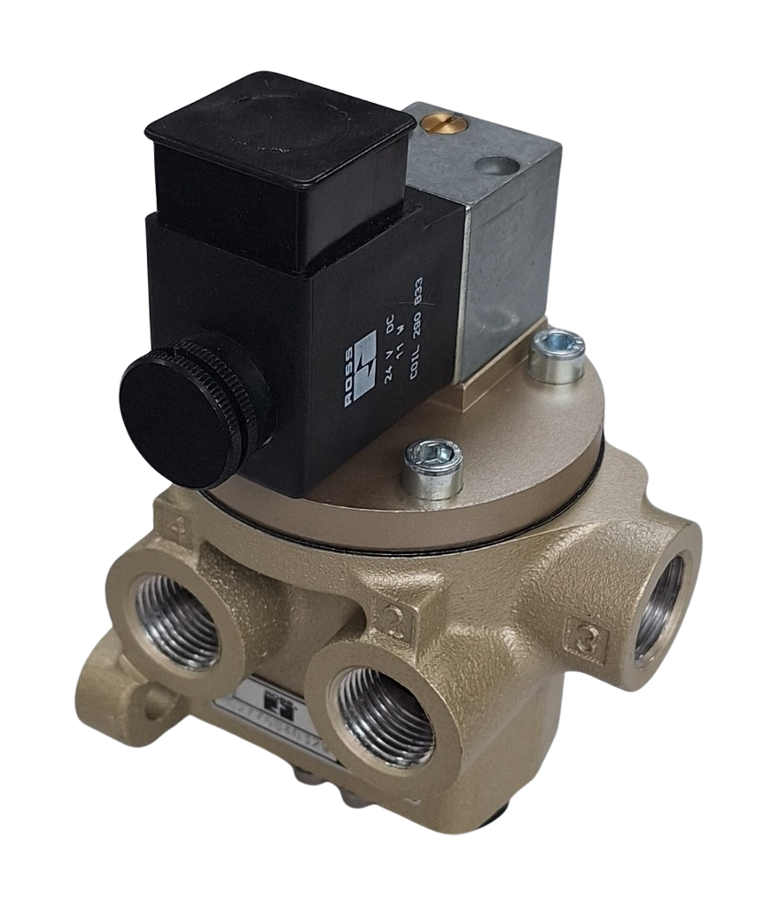VALVULA SIMPLES SOLENOIDE 4/2 VIAS CONEXOES 1/2 BSP 24 VDC CONTRUÇÃO TIPO POPPET