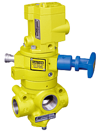 VÁLVULA 3/2 VIAS, 1 1/2" BSP,  N.F., SOLENOIDE/BLOQUEIO MANUAL, PRESSURIZAÇÃO GRADUAL, 100/60Hz