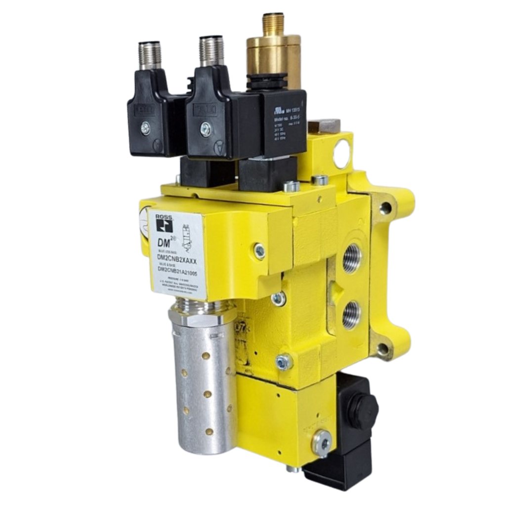 VÁLVULA DE SEGURANÇA DM2, 3/8" BSP, CAT. 4,  COM SILENCIADOR E PRESSOSTATO, 24 VDC , CONECTORES M12 INCLUSOS