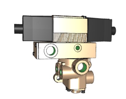 VÁLVULA DUPLO SOLENÓIDE, 4/2 VIAS, ENTRADA E SAÍDA 1/2" BSP, EXAUSTÃO 1" BSP, 24 VDC, TIPO POPPET