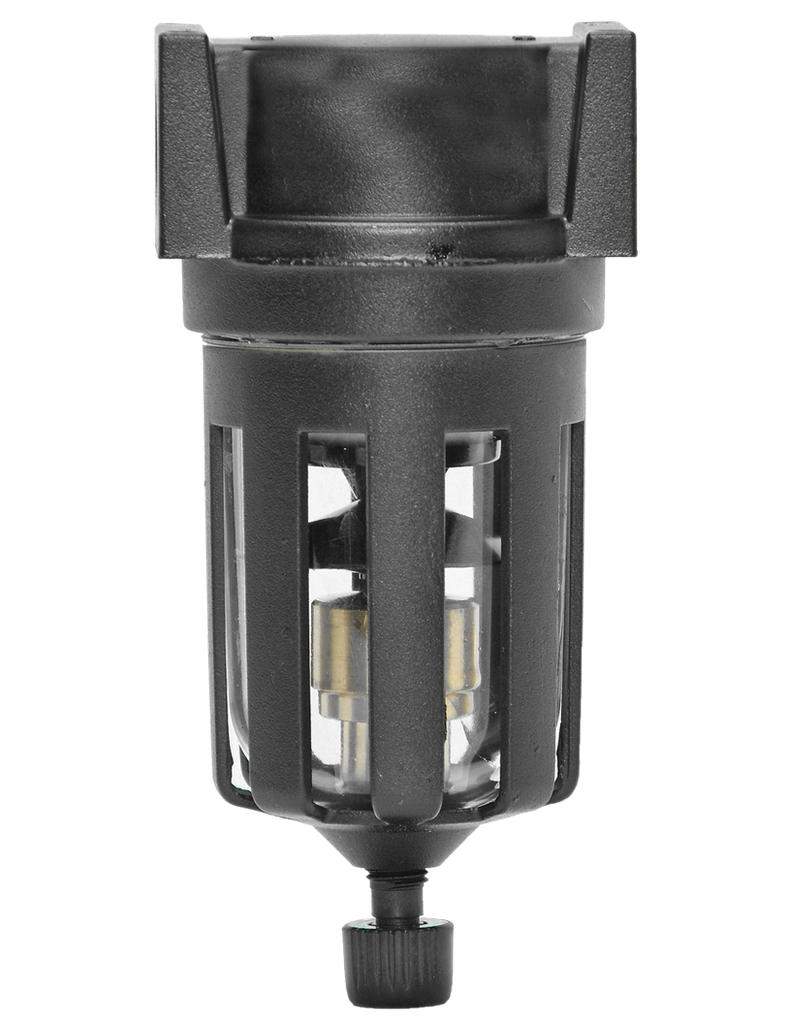 FILTRO 1/2" BSP, COPO METÁLICO, FILTRAGEM 5 MICRONS, DRENO AUTOMÁTICO, SEM MANÔMETRO