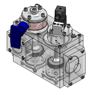 BLOCO COM VÁLVULA SOLENOIDE, 3/2 VIAS, NF, VÁLVULA FECHAMENTO, 1” BSP, AJUSTE EM 3 BAR.