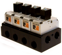 BLOCO MANIFOLD COM 5 VÁLVULAS SIMPLES SOLENÓIDES, 2/2 VIAS, NF, 1 1/2" BSP, 220V60HZ, PARA ALTA TEMPERATURA.