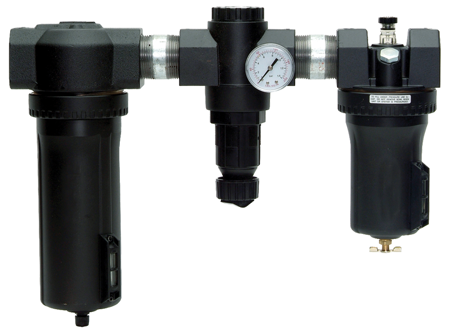 FILTRO, REGULADOR e LUBRIFICADOR, 1" NPT,  FAIXA DE PRESSÃO 0-100 PSIG (0 A 6,9 BAR), COPO TRANSPARENTE 