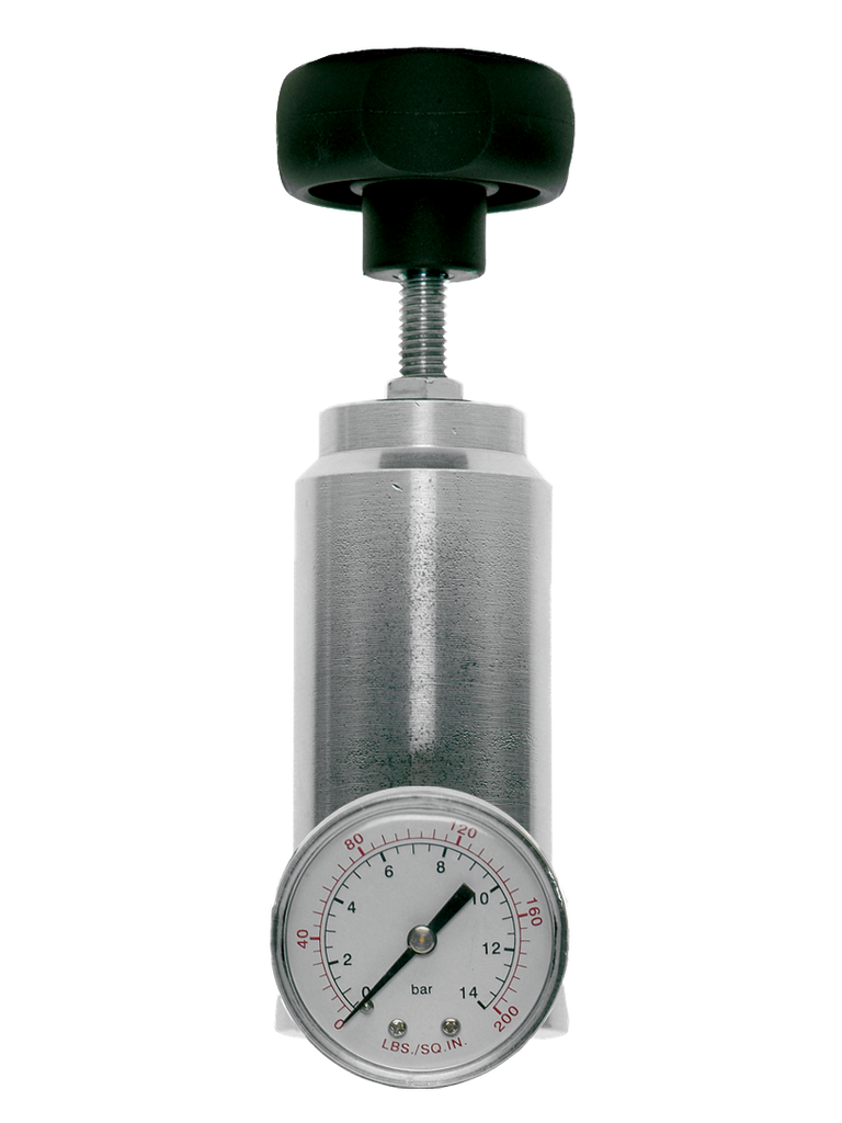 REGULADOR DE PRESSÃO TIPO PISTÃO 1/4" BSP, FAIXA DE AJUSTE DE PRESSÃO 0 - 27 BAR, COM MANÔMETRO