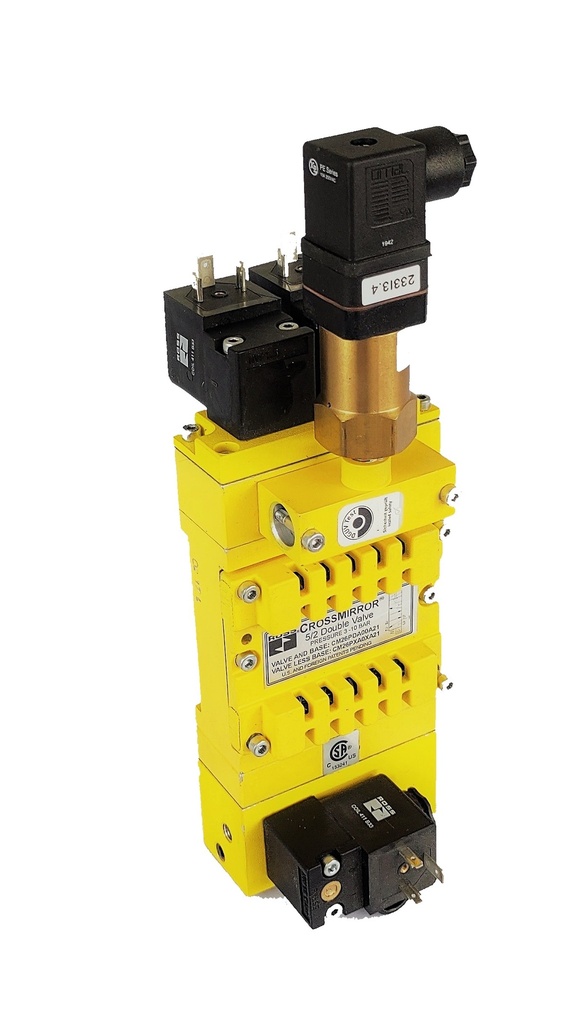 VALVULA CROSS MIRROR, 5/2 VIAS, 1/4" BSPP, SEM BASE, COM RESET E PRESSOSTATO, 110 V/60HZ